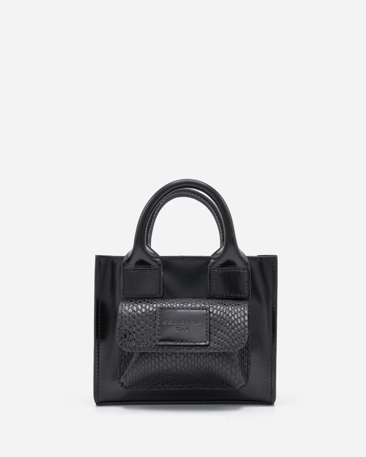 judy_micro_black_glossy_lizard_front-w JUDY MICRO сумка чорна глянцева ігуана - Зображення 1